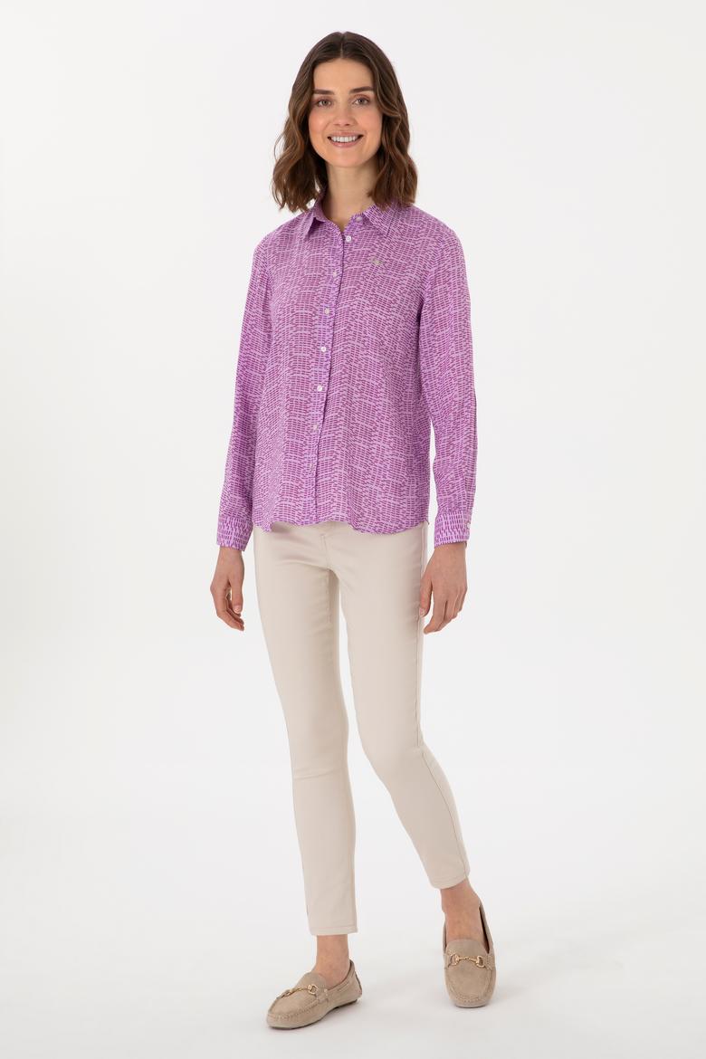 Kadın Mor Uzun Kollu Gömlek - 50306433021