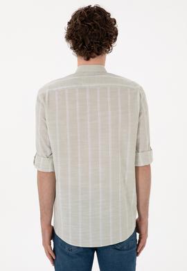 Erkek Hakim Yaka Açık Haki Gömlek - 50306392017