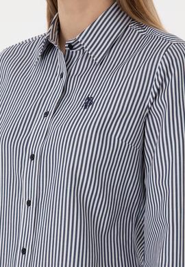 Kadın Lacivert Çizgili Uzun Kollu Gömlek - 50306407015