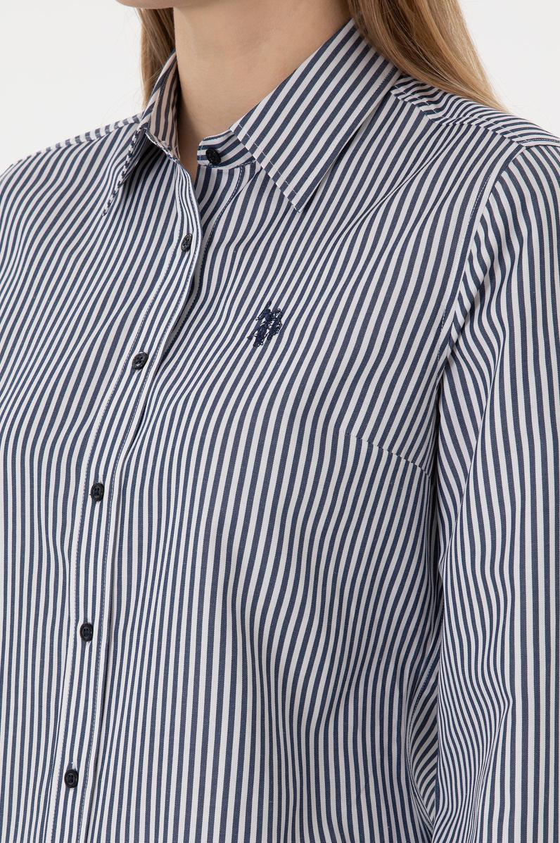 Kadın Lacivert Çizgili Uzun Kollu Gömlek