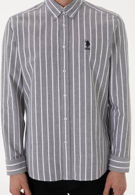 Erkek Çizgili Antrasit Uzun Kollu Gömlek - 50306347007