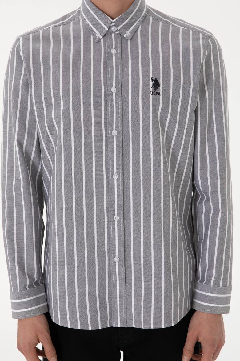 Erkek Çizgili Antrasit Uzun Kollu Gömlek - 50306347007