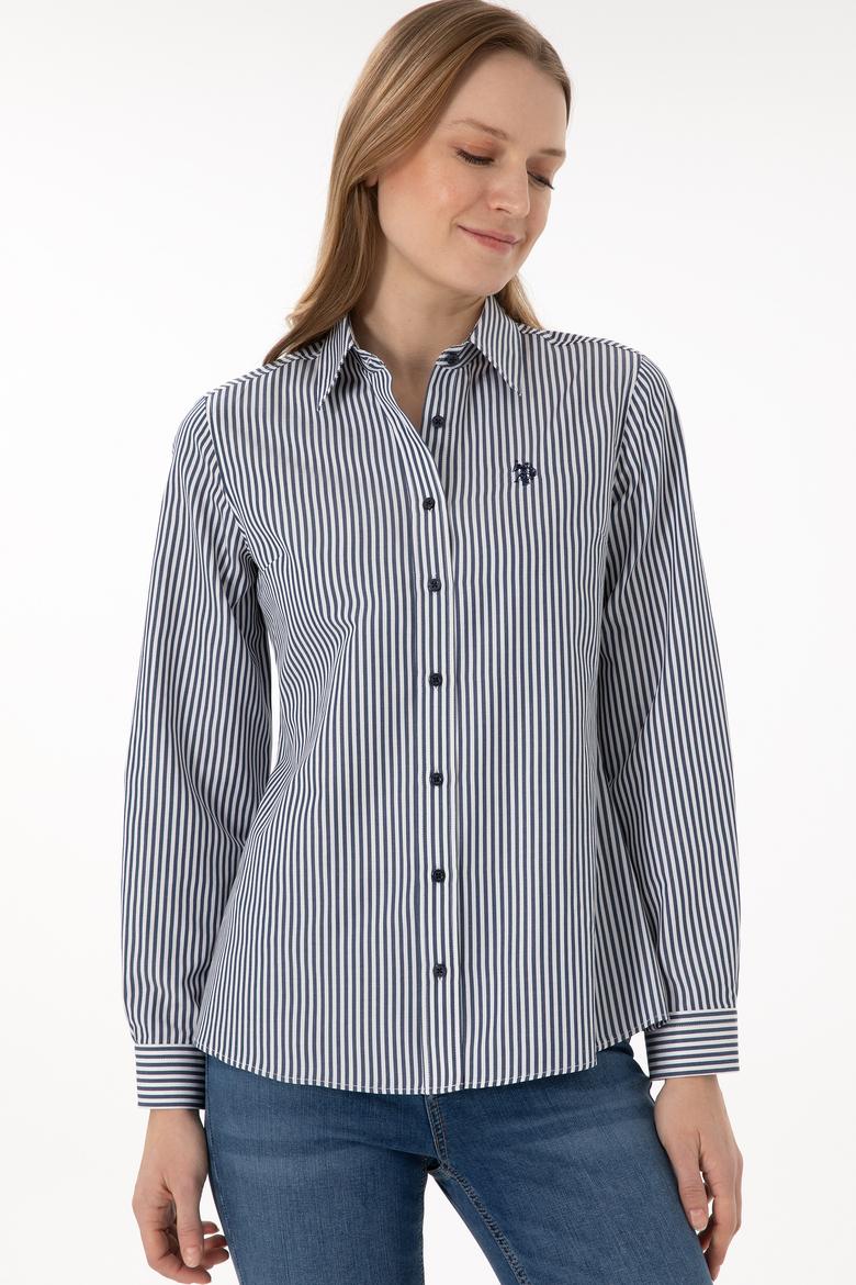Kadın Lacivert Çizgili Uzun Kollu Gömlek - 50306407015