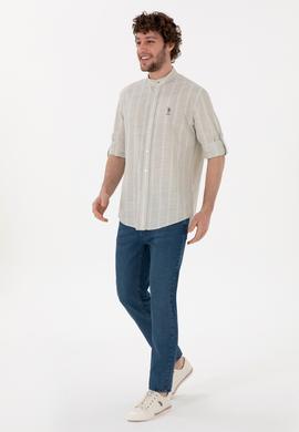 Erkek Hakim Yaka Açık Haki Gömlek - 50306392017