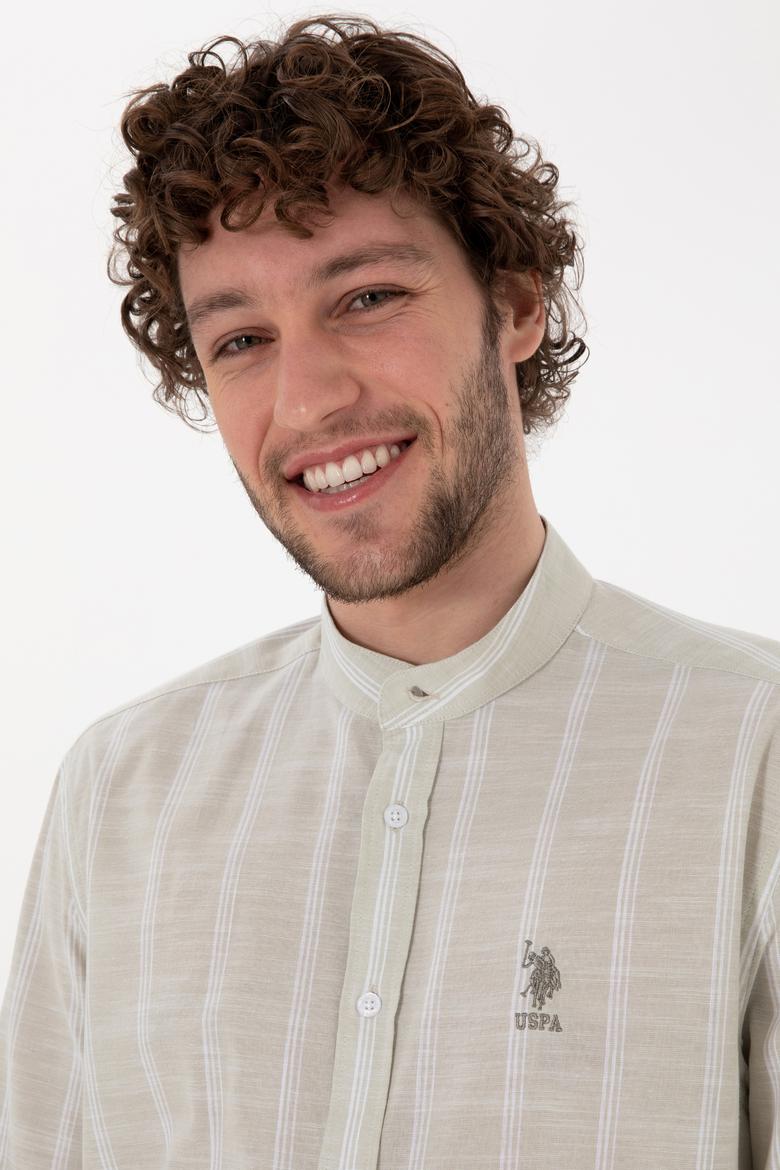 Erkek Hakim Yaka Açık Haki Gömlek - 50306392017