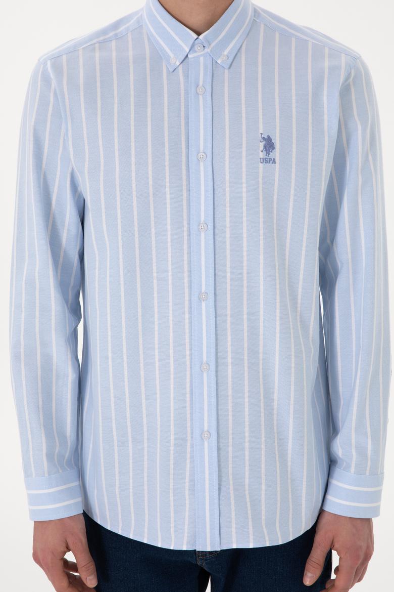 Erkek Çizgili Mavi Uzun Kollu Gömlek - 50306347025