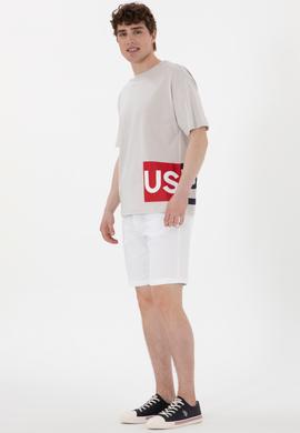 Erkek Comfort Fit Bisiklet Yaka Açık Gri Tişört - 50306879034