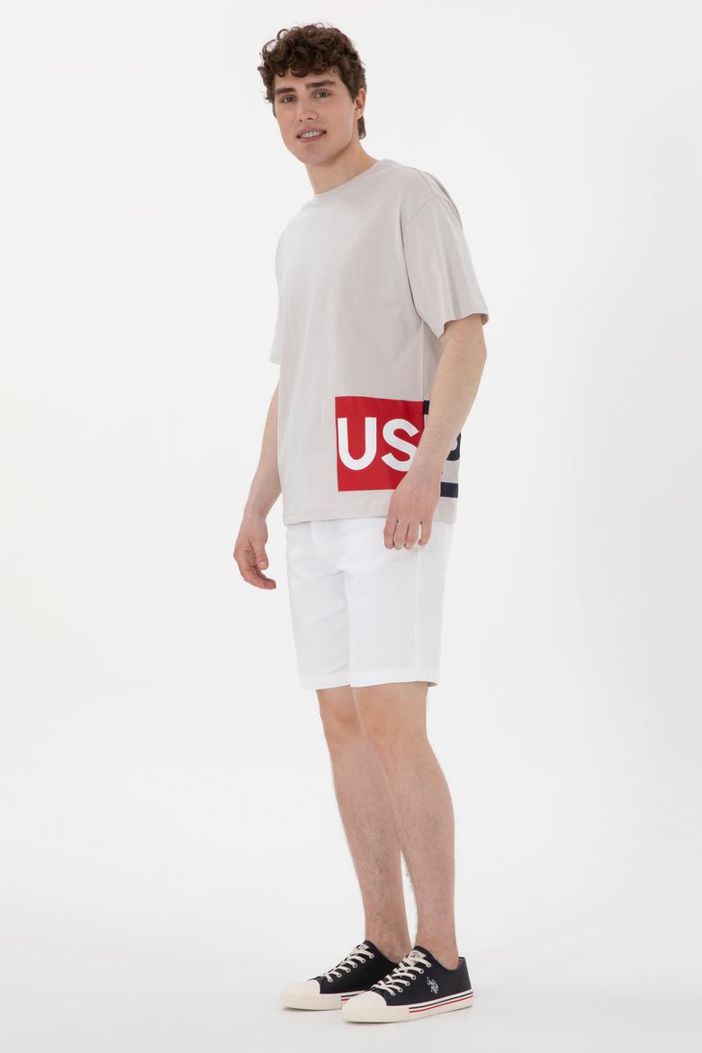 Erkek Comfort Fit Bisiklet Yaka Açık Gri Tişört - 50306879034