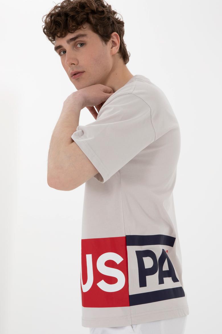 Erkek Comfort Fit Bisiklet Yaka Açık Gri Tişört - 50306879034