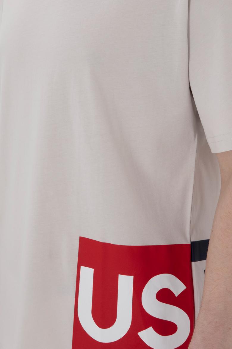 Erkek Comfort Fit Bisiklet Yaka Açık Gri Tişört - 50306879034