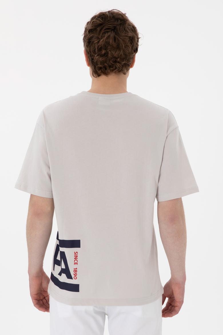 Erkek Comfort Fit Bisiklet Yaka Açık Gri Tişört - 50306879034