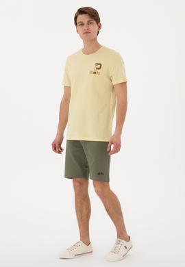 Erkek Regular Fit Bisiklet Yaka Açık Haki Tişört - 50306897009