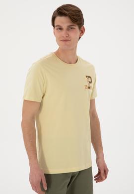 Erkek Regular Fit Bisiklet Yaka Açık Haki Tişört - 50306897009