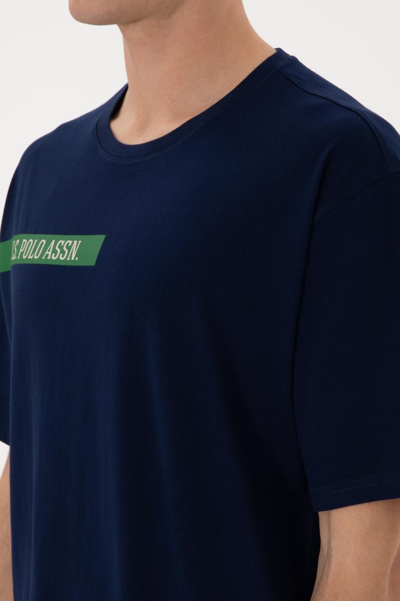 Erkek Comfort Fit Bisiklet Yaka Lacivert Tişört - 50306904007