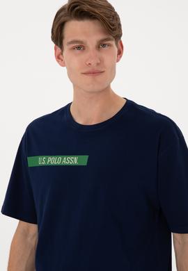 Erkek Comfort Fit Bisiklet Yaka Lacivert Tişört - 50306904007