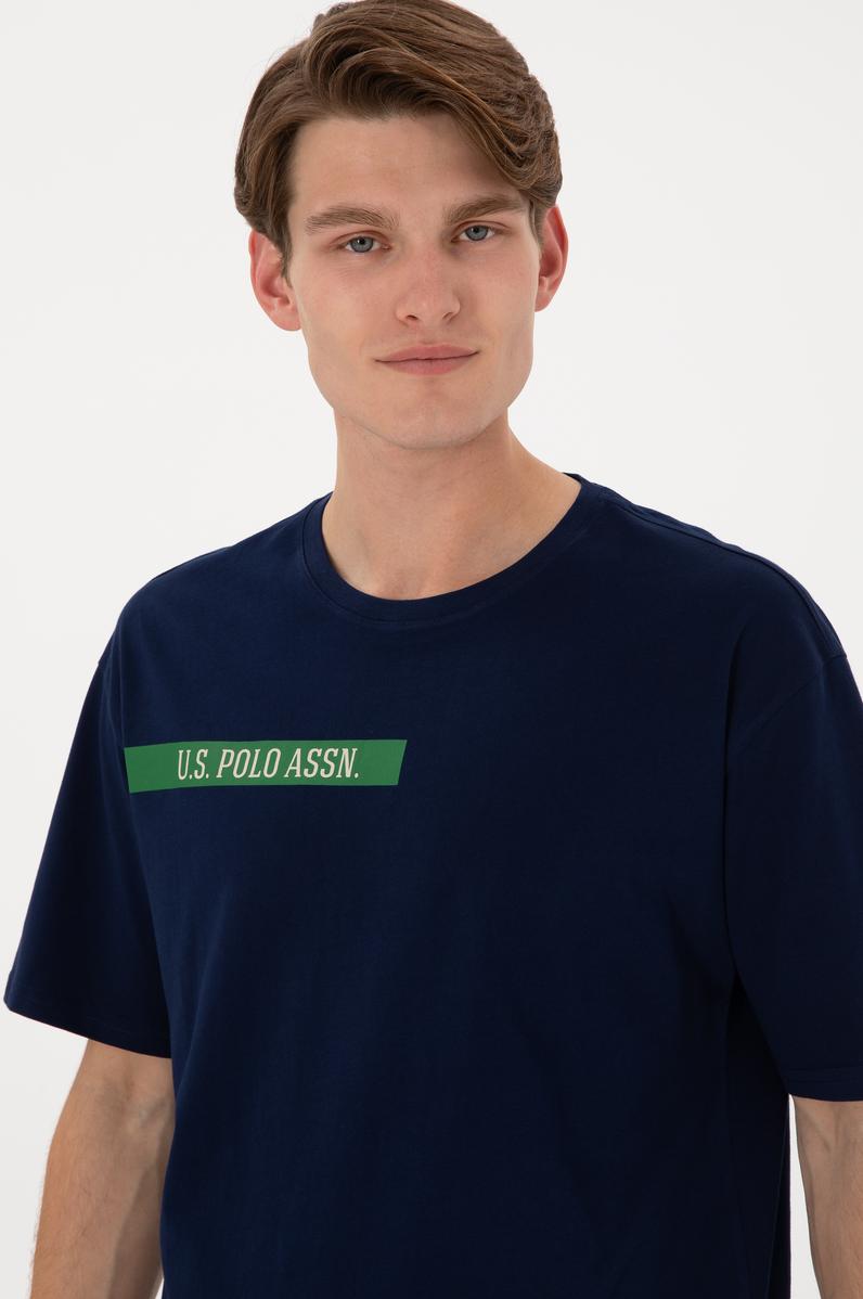 Erkek Comfort Fit Bisiklet Yaka Lacivert Tişört