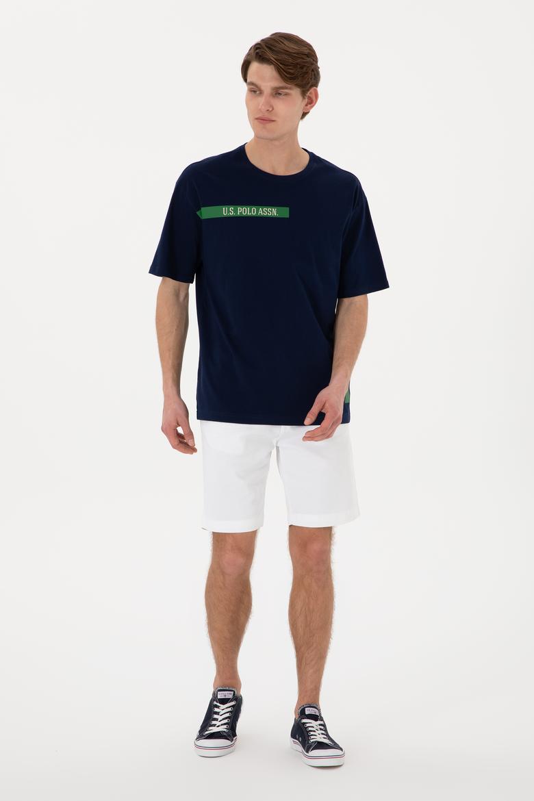 Erkek Comfort Fit Bisiklet Yaka Lacivert Tişört - 50306904007