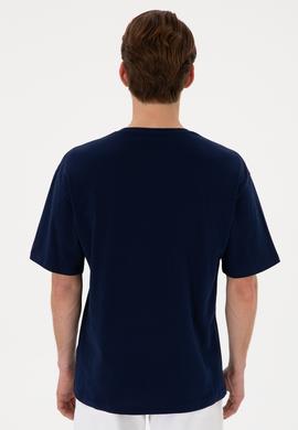 Erkek Comfort Fit Bisiklet Yaka Lacivert Tişört - 50306904007