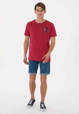 Erkek Regular Fit Bisiklet Yaka Vişne Tişört - 50306897100