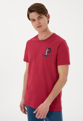 Erkek Regular Fit Bisiklet Yaka Vişne Tişört - 50306897100