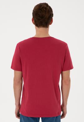 Erkek Regular Fit Bisiklet Yaka Vişne Tişört - 50306897100