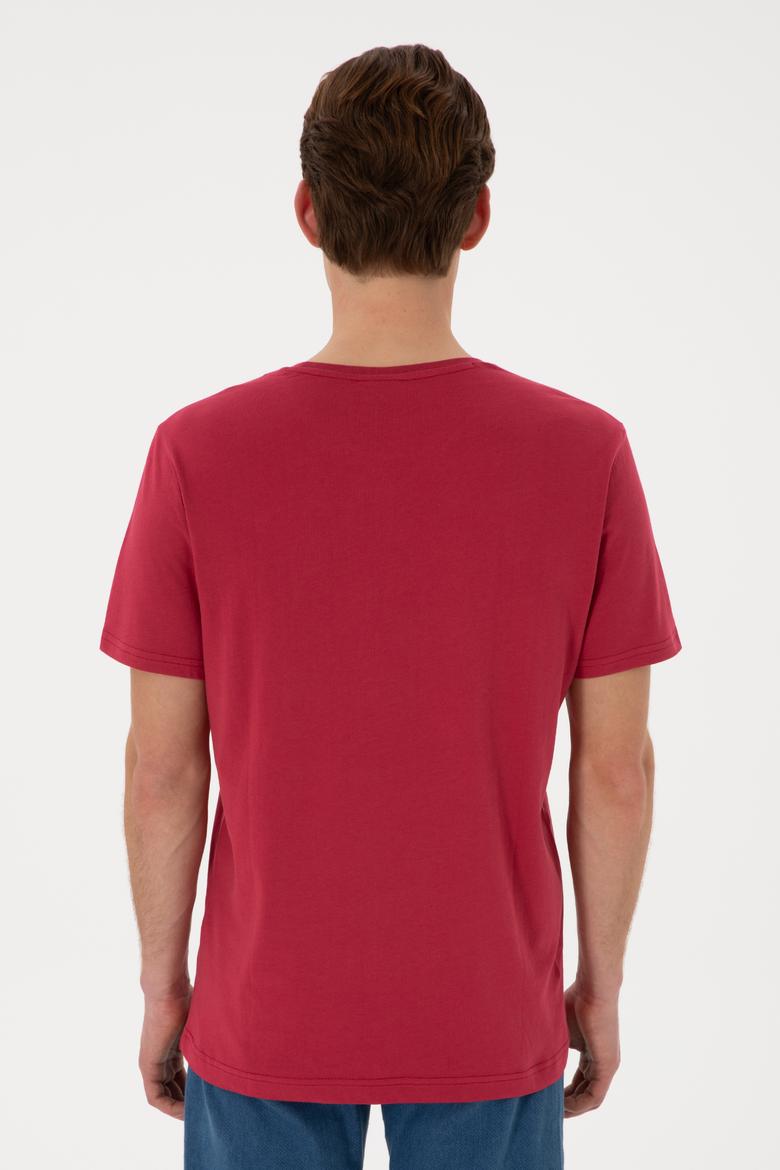 Erkek Regular Fit Bisiklet Yaka Vişne Tişört - 50306897100