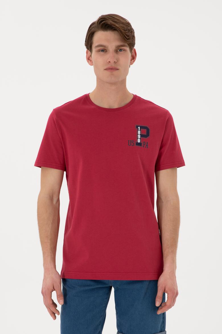 Erkek Regular Fit Bisiklet Yaka Vişne Tişört