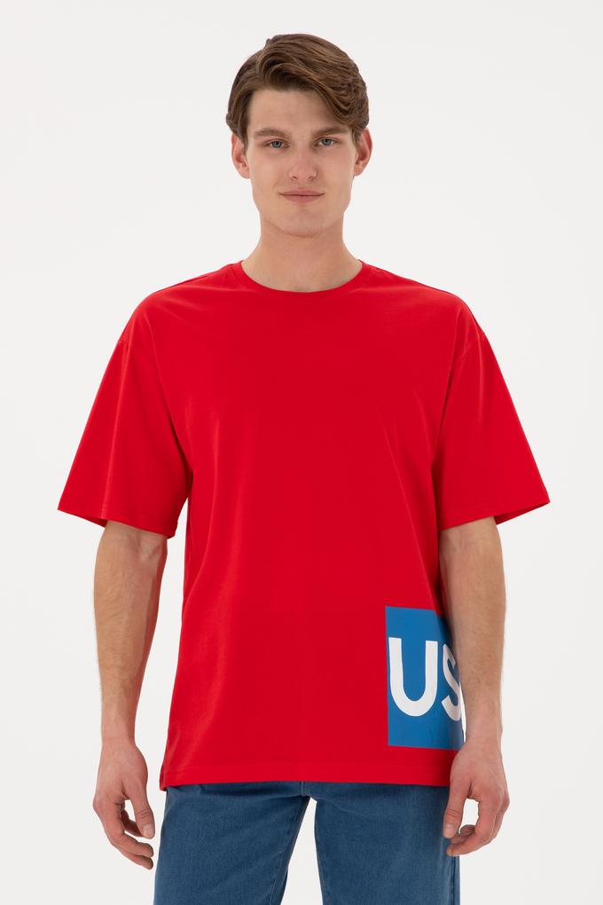 Erkek Comfort Fit Bisiklet Yaka Kırmızı Tişört