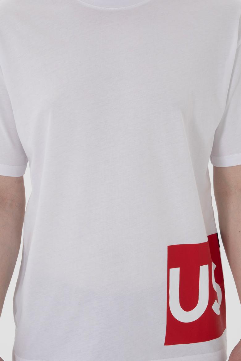 Erkek Comfort Fit Bisiklet Yaka Beyaz Tişört - 50306879009