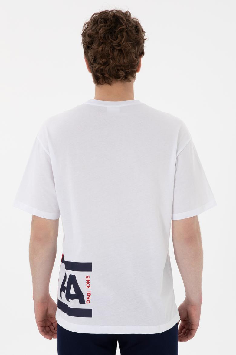 Erkek Comfort Fit Bisiklet Yaka Beyaz Tişört - 50306879009