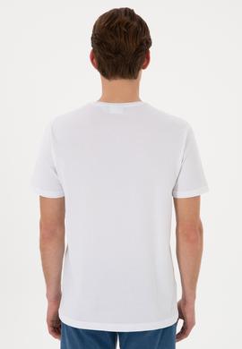 Erkek Regular Fit Bisiklet Yaka Beyaz Tişört - 50306897020