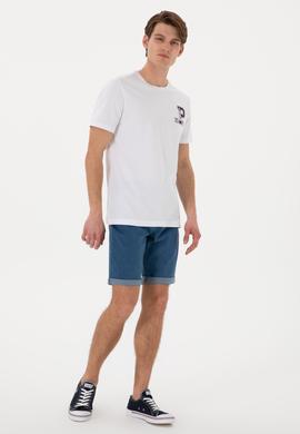 Erkek Regular Fit Bisiklet Yaka Beyaz Tişört - 50306897020