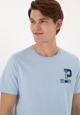 Erkek Regular Fit Bisiklet Yaka Açık Mavi Tişört - 50306897076