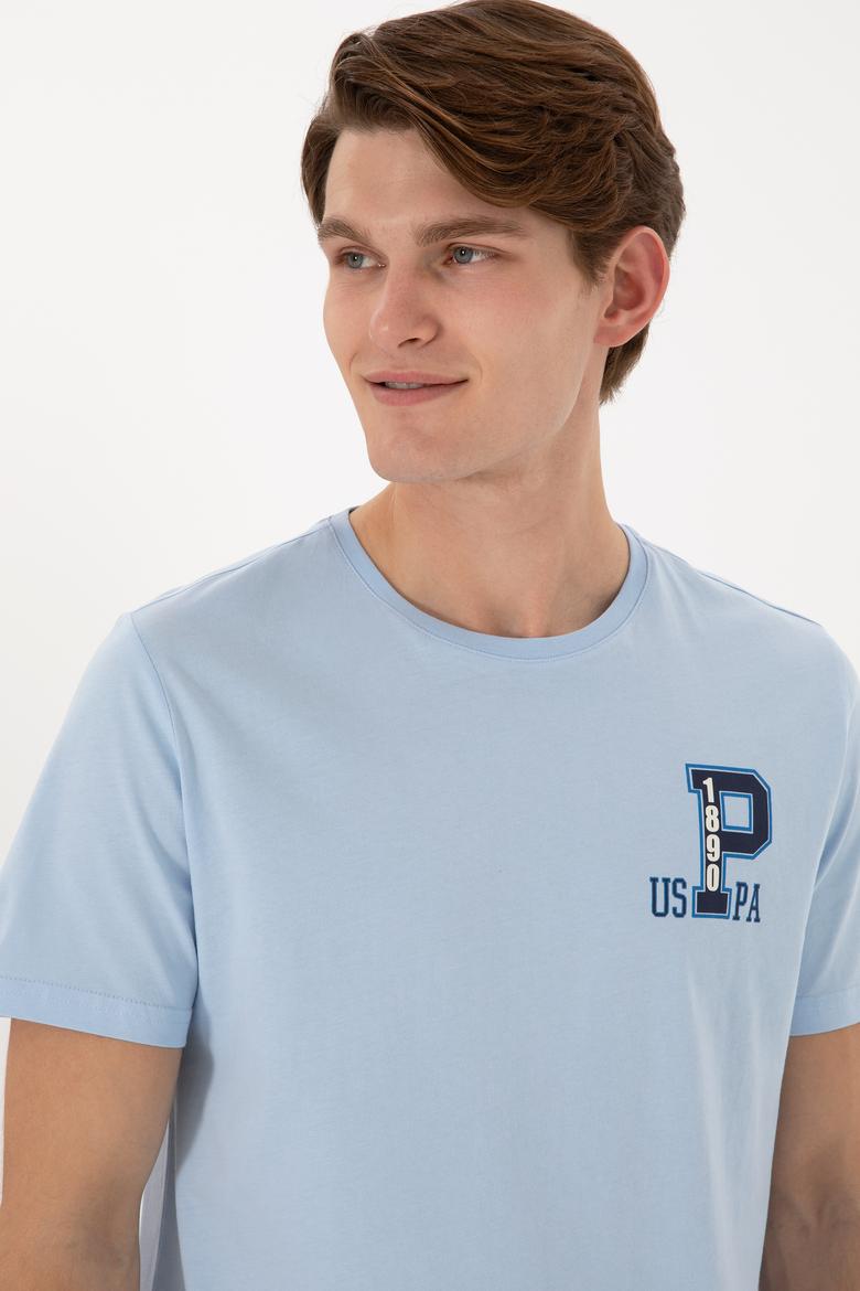 Erkek Regular Fit Bisiklet Yaka Açık Mavi Tişört - 50306897076