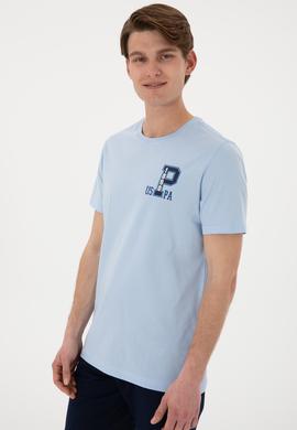 Erkek Regular Fit Bisiklet Yaka Açık Mavi Tişört - 50306897076