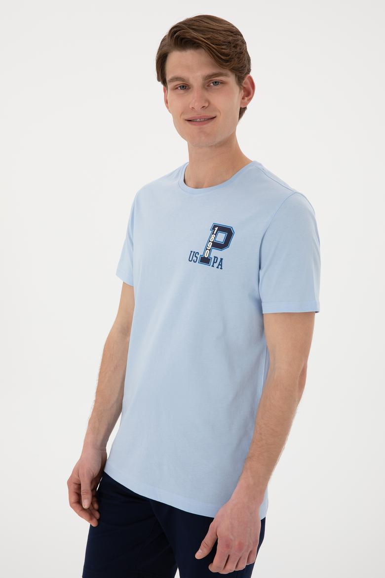 Erkek Regular Fit Bisiklet Yaka Açık Mavi Tişört - 50306897076