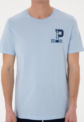 Erkek Regular Fit Bisiklet Yaka Açık Mavi Tişört - 50306897076