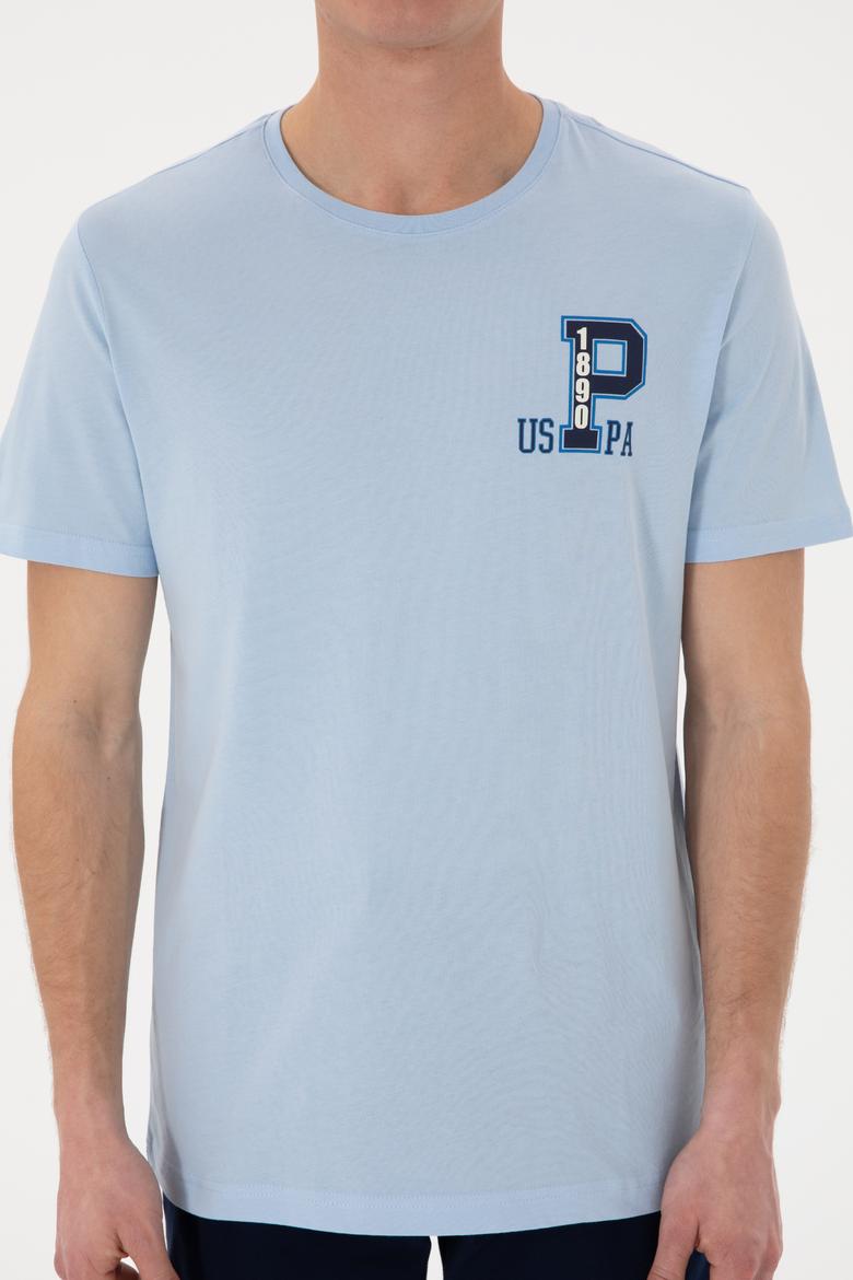 Erkek Regular Fit Bisiklet Yaka Açık Mavi Tişört - 50306897076