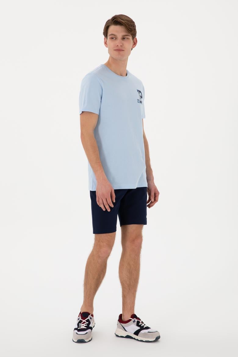 Erkek Regular Fit Bisiklet Yaka Açık Mavi Tişört - 50306897076