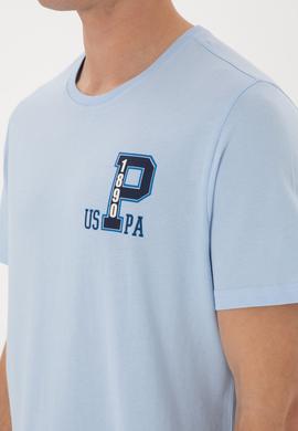 Erkek Regular Fit Bisiklet Yaka Açık Mavi Tişört - 50306897076