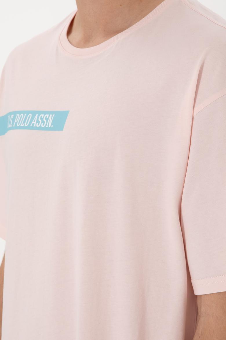 Erkek Comfort Fit Bisiklet Yaka Açık Pembe Tişört - 50306904016