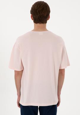 Erkek Comfort Fit Bisiklet Yaka Açık Pembe Tişört - 50306904016