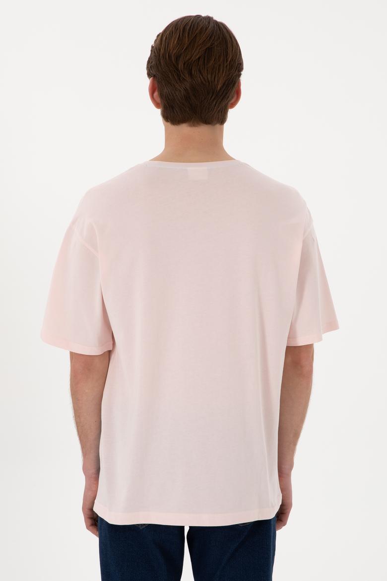 Erkek Comfort Fit Bisiklet Yaka Açık Pembe Tişört - 50306904016
