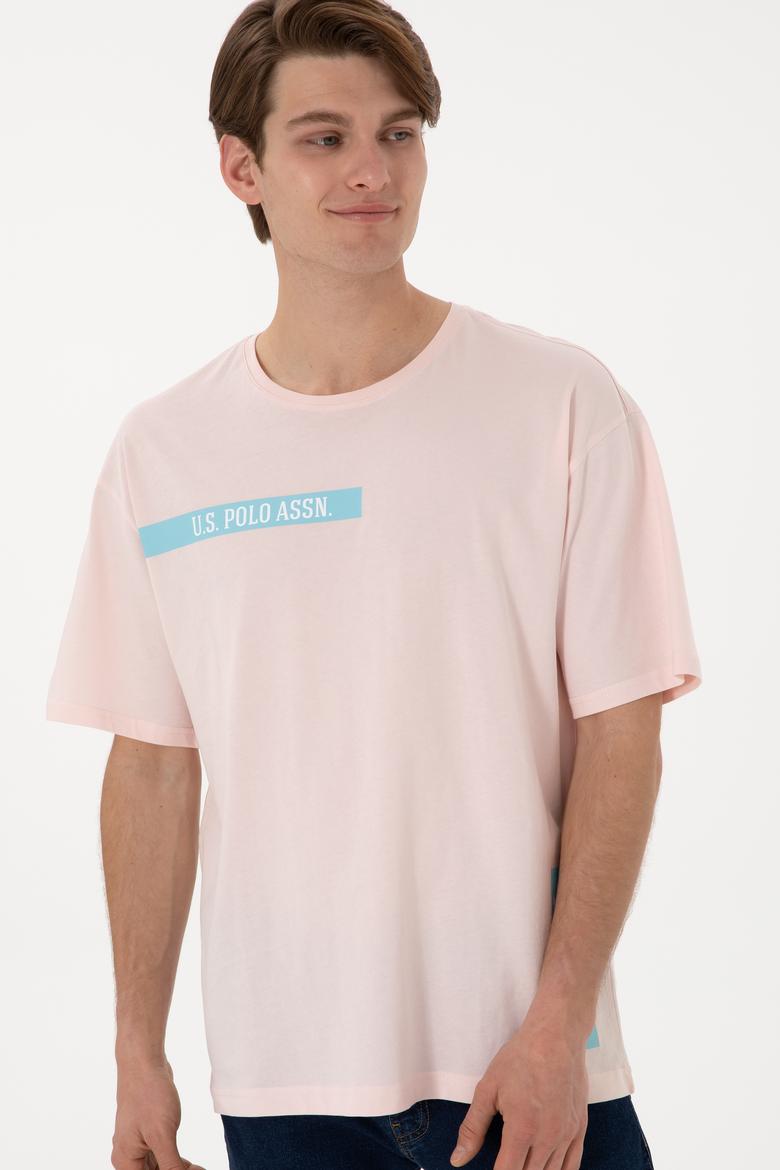 Erkek Comfort Fit Bisiklet Yaka Açık Pembe Tişört - 50306904016