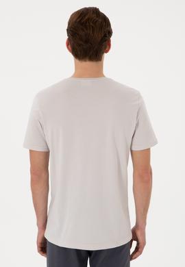 Erkek Regular Fit Bisiklet Yaka Açık Gri Tişört - 50306897086