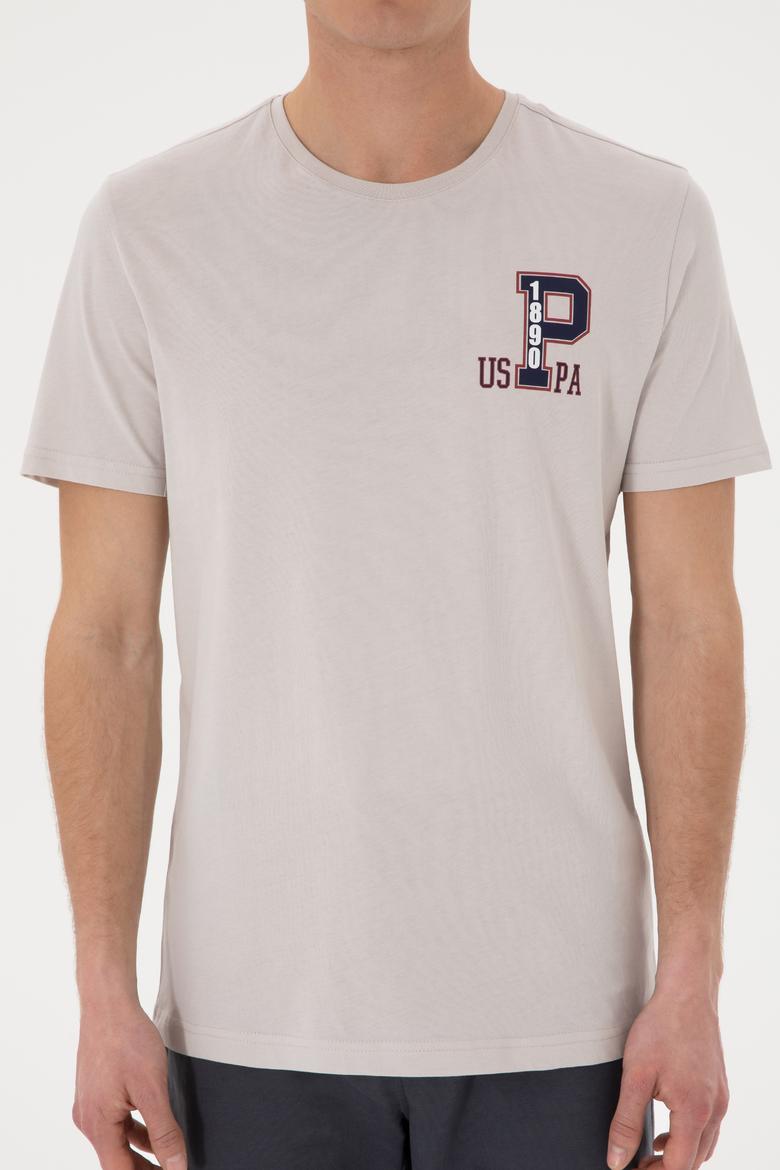 Erkek Regular Fit Bisiklet Yaka Açık Gri Tişört - 50306897086