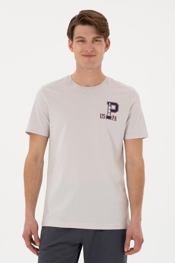 Erkek Regular Fit Bisiklet Yaka Açık Gri Tişört