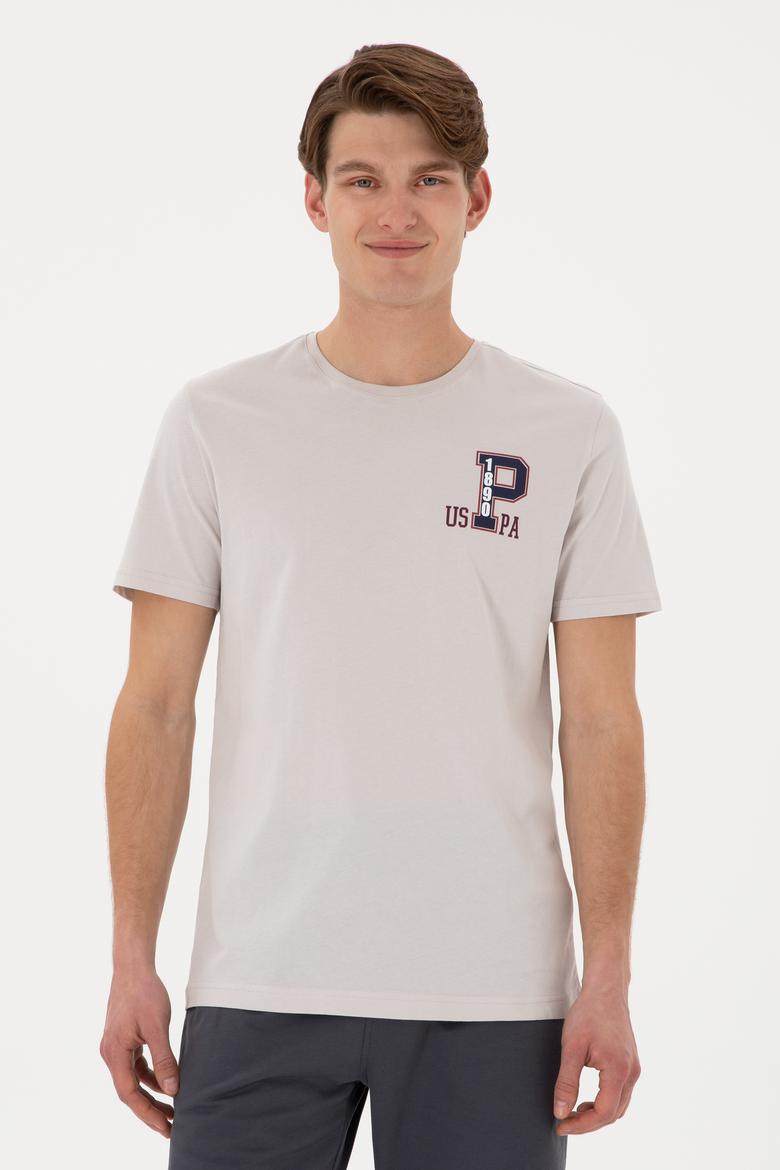 Erkek Regular Fit Bisiklet Yaka Açık Gri Tişört