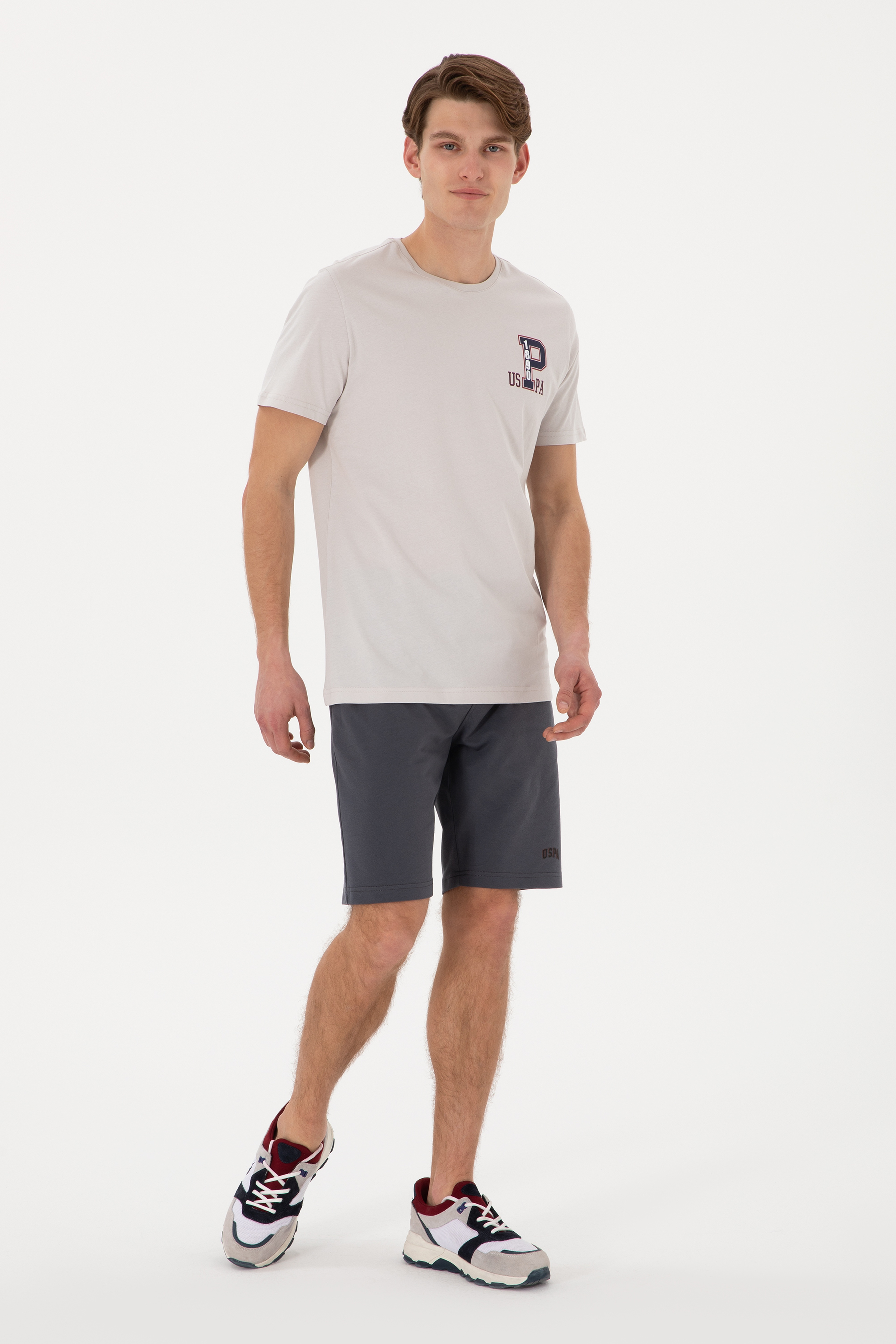 Erkek Regular Fit Bisiklet Yaka Açık Gri Tişört