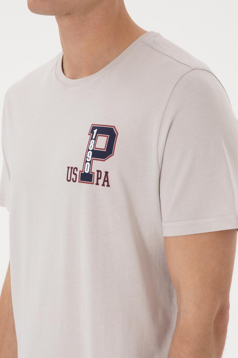 Erkek Regular Fit Bisiklet Yaka Açık Gri Tişört